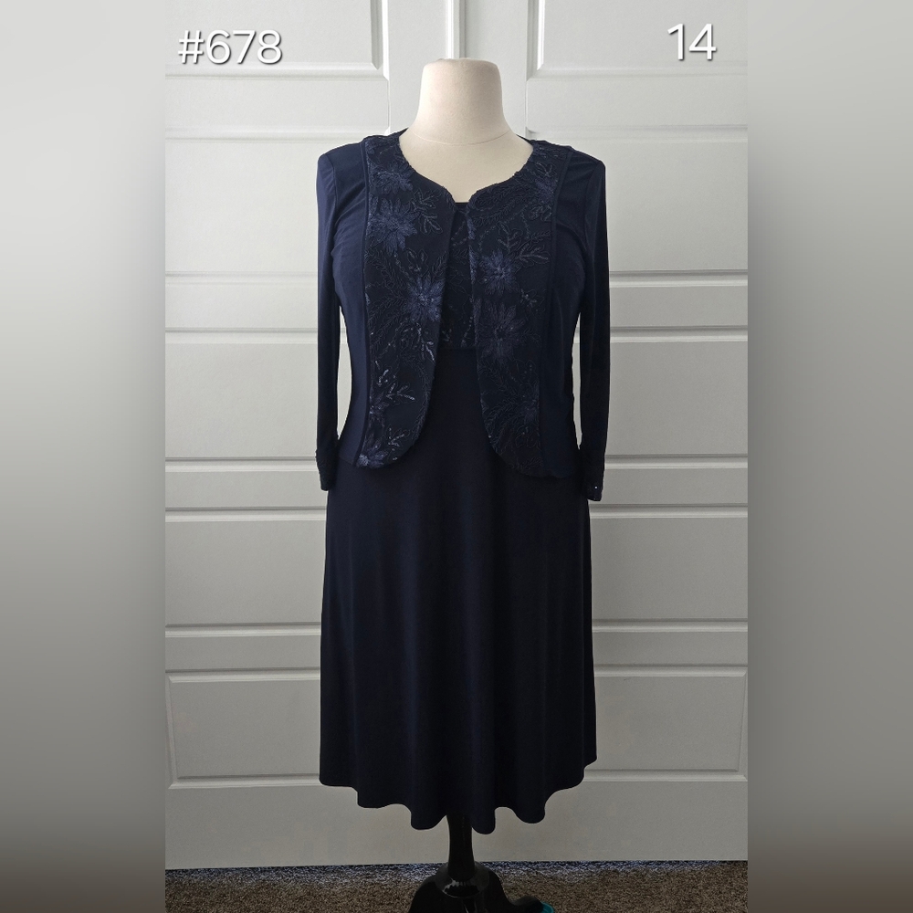 Navy Blue Midi 2-Piece Formal Dress